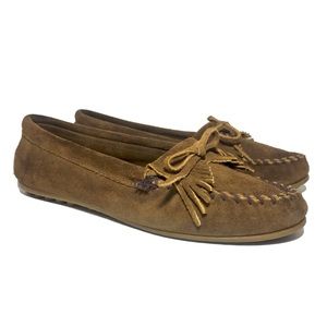 MINNETONKA Kilty Brown Suede Hardsole Moccasins